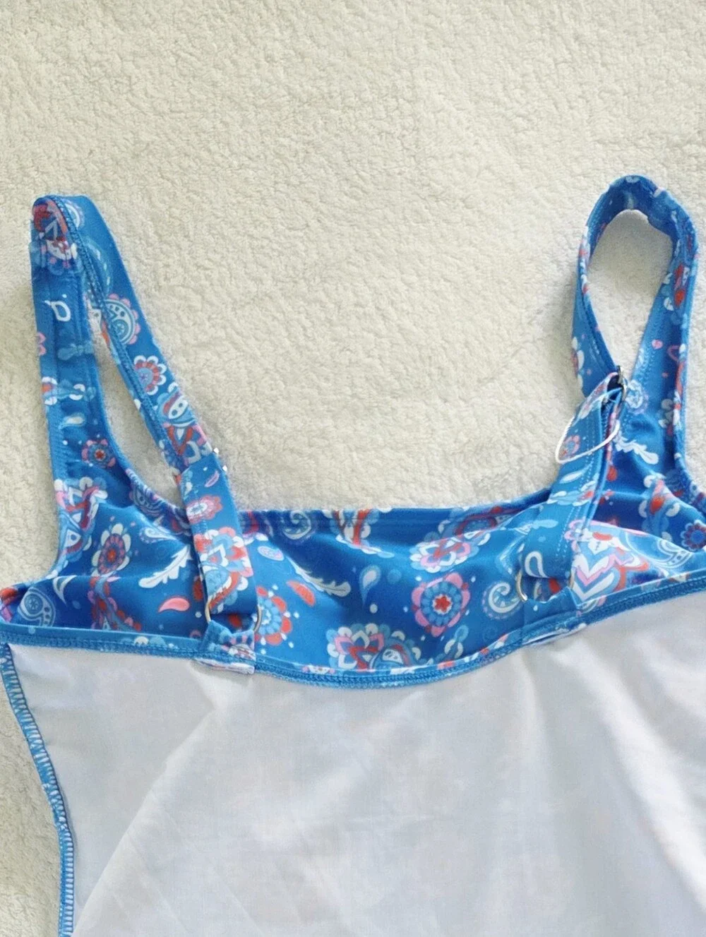 New!!! Eomenie ✨️ Blue Paisley One-Piece Women's Swimdress with Side Tie Size S